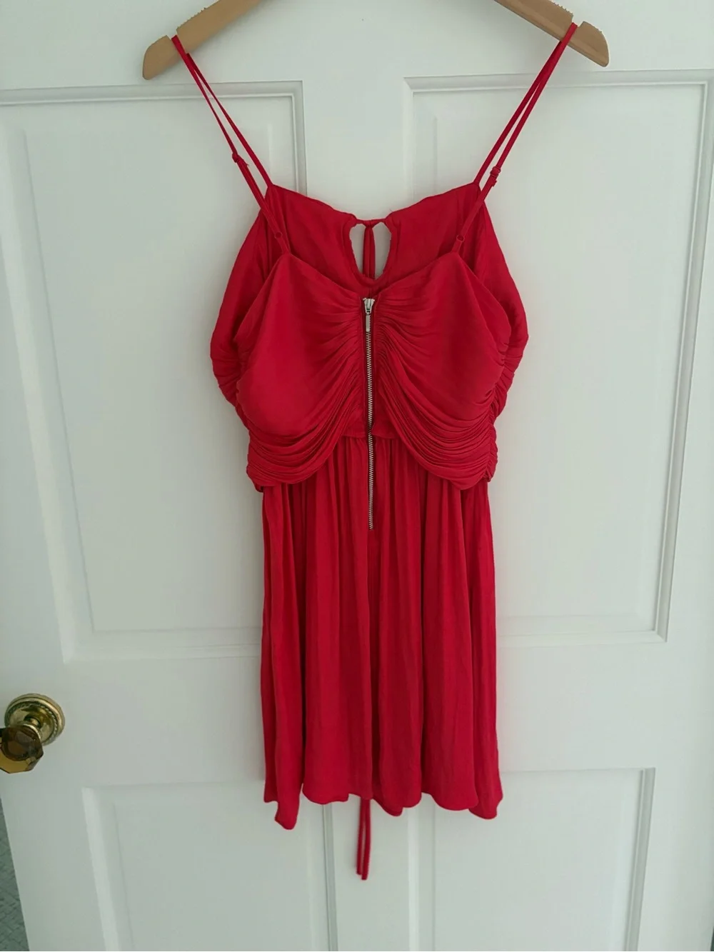 House of Harlow 1960 Red Ruched Spaghetti-Strap Chemise